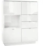 Vladon Highboard, Wei&szlig; Hochglanz, Holzwerkstoff, 103x123x37.5 cm, Wohnzimmer,