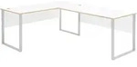 P & B Eckschreibtisch, Silber, Wei&szlig;, Eiche Artisan, Metall, Holzwerkstoff, U-Form,
