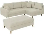 S-Style Ecksofa, Beige, Textil, Echtholz, Teilmassiv,Buche, Birke, 6-Sitzer,
