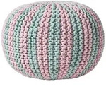 Homescapes Strickpouf, Hellblau, Textil, Gestreift, Rund, 50x40x50 cm,...