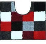 Grund Wc-Vorleger Bona, Rot, Schwarz, Wei&szlig;, Textil, Karo, rechteckig, 49x60 cm,