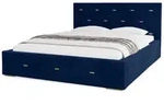 Marpur Polsterbett, Dunkelblau, Metall, 140x200 cm, Oeko-Tex&reg; Standard 100,