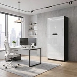 Vladon B&uuml;roschrank, Wei&szlig; Hochglanz, Holzwerkstoff, 82x184x37 cm,...