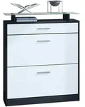 Vladon Schuhschrank, Wei&szlig;, Holzwerkstoff, 89x104x23 cm, Garderobe,