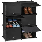 Relaxdays Schuhschrank, Schwarz, Kunststoff, Metall, 85x95x31.5 cm, Garderobe,