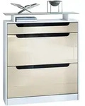 Vladon Schuhschrank, Creme, Holzwerkstoff, 89x104x23 cm, Garderobe,
