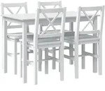 vidaXL Essgruppe, Wei&szlig;, Holz, Kiefer, Rechteckig, S&auml;ule, 108x73x65 cm, Esszimmer,