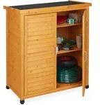 Relaxdays Gartenschrank, Hellbraun, Holz, Metall, Papier, 86.5x97x47 cm, Aufbewahrung