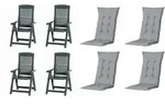 Gardenson Gartenstuhl-Set, Grau, Gr&uuml;n, Kunststoff, Textil, 44x111x50 cm, klappbar,