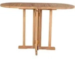Gardenson Gartentisch, Braun, Holz, Teakholz, massiv, oval, 60x75x120 cm, klappbar,