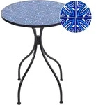 Beliani Gartentisch, Schwarz, Blau, Metall, Rund, 60x60x75 cm, Gartenm&ouml;bel,