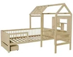 Juskys Kinderbett, Natur, Holz, 90x200 cm, Kinder- & Jugendzimmer, Kinderm&ouml;bel,