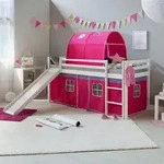 Homestyle4u Hochbett, Wei&szlig;, Pink, Holz, 90x200 cm, Kinder- & Jugendzimmer,