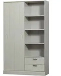 Livetastic Schiebet&uuml;renschrank Mila, Grau, Holz, Kiefer, 8 F&auml;cher, 2 Schublade(n)