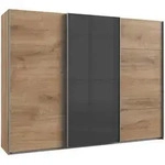 Carryhome Schwebet&uuml;renschrank, Dunkelgrau, Plankeneiche, Glas, Holzwerkstoff, 3