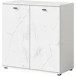 Inn.Furn Kommode, Wei&szlig;, Kunststoff, Nachbildung, Marmor Optik, Uni, 2 F&auml;cher,