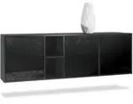 Vladon Sideboard, Schwarz Hochglanz, Holzwerkstoff, 182x53x35 cm, Wohnzimmer,