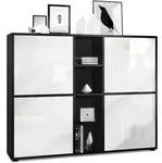 Vladon Highboard, Wei&szlig; Hochglanz, Holzwerkstoff, 130.5x105.5x35.5 cm,...