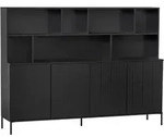 Ambia Home Buffet, Schwarz, Metall, Kiefer, massiv, 4 F&auml;cher, 200x150x44 cm,