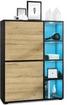 Vladon Highboard, Eiche, Holzwerkstoff, 79x105.5x35.5 cm, Wohnzimmer, Kommoden &