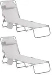 SoBuy Sonnenliege, Beige, Metall, Textil, 195x58x63 cm, Gartenm&ouml;bel, Gartenliegen