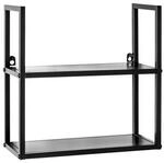Wandregal, Schwarz, Metall, 2 F&auml;cher, 36x36x15 cm, h&auml;ngend, K&uuml;chen,...