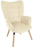 CLP Sessel, Creme, Holz, 68x101x73 cm, Wohnzimmer, Sessel, Polstersessel