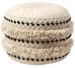 Homescapes Pouf, Schwarz, Textil, Grafikmuster, Rund, 50x40x50 cm, Wohnzimmer,