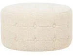 Beliani Pouf, Beige, Textil, 1-Sitzer, Rund, 55x30x55 cm, Wohnzimmer, Hocker, Poufs