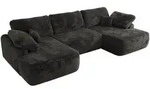 MKS Wohnlandschaft, Dunkelgrau, Kunststoff, 6-Sitzer, U-Form, 370x100x187 cm,