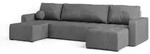 Masseno Wohnlandschaft, Grau, Holz, 5-Sitzer, U-Form, 295x85x140 cm, Wohnzimmer,