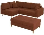 S-Style M&ouml;bel Ecksofa, Terracotta, Textil, Echtholz, Teilmassiv,Buche, Birke,