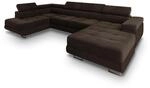 Masseno Wohnlandschaft, Braun, Metall, 5-Sitzer, U-Form, 345x90x202 cm, Wohnzimmer,