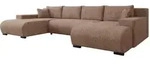 Mirjan24 Wohnlandschaft, Braun, Kunststoff, Metall, 6-Sitzer, U-Form,Rechteckig,