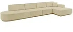 Altdecor Ecksofa, Champagner, Textil, 5-Sitzer, L-Form, 412x165 cm, Wohnzimmer, Sofas
