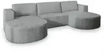 Masseno Wohnlandschaft, Hellgrau, Kunststoff, 5-Sitzer, U-Form, 347x85x174 cm,