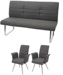 MCW Esszimmer-Set, Grau, Textil, 160x99x68 cm, Esszimmer, St&uuml;hle, Esszimmerst&uuml;hle,