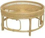 Mid.you Couchtisch, Beige, Holz, Rattan, massiv, Uni, rund, rund, 75x41x75 cm,