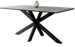 Mirjan24 Esstisch, Grau, Schwarz, Metall, Beton Optik, Rechteckig,Rechteckig,