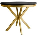 Mirjan24 Esstisch, Schwarz, Gold, Metall, Rund,Rund, 100x76x100 cm, Esszimmer,