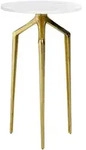 Beliani Beistelltisch, Wei&szlig;, Gold, Stein, Rund, 30x54x30 cm, Wohnzimmer,