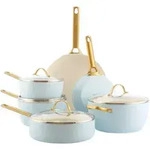 GreenPan Kochtopfset Padova Reserve, Wei&szlig;, Gold, Hellblau, Metall, Glas,...