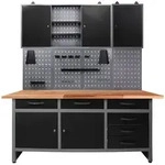 Werkbankset, Anthrazit, Grau, Holz, Metall, Buche, 1 F&auml;cher, 6 Schublade(n)