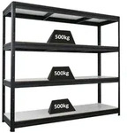Proregal Schwerlastregal, Schwarz, Metall, Rechteckig, 200x180x60 cm, Freizeit,