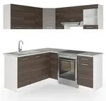 Vicco Eckk&uuml;che, Grau, Wei&szlig;, Holzwerkstoff, L-Form,Formgebogen, 187x81.6x60 cm,