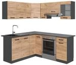 Vicco Eckk&uuml;che, Honigeiche, Anthrazit, Holzwerkstoff, L-Form,Formgebogen,