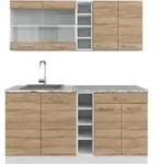 Vicco Singlek&uuml;che, Sonoma Eiche, Wei&szlig;, Holzwerkstoff, K&uuml;chenblock,Rechteckig,