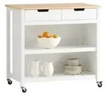 SoBuy K&uuml;cheninsel, Wei&szlig;, Holzwerkstoff, 98x94x58 cm, Esszimmer, Servierwagen