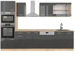 Vicco K&uuml;chenzeile, Schwarz Hochglanz, Honigeiche, Holzwerkstoff,