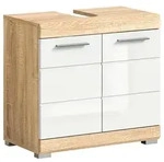 Mid.you Waschbeckenunterschrank, Eiche, Wei&szlig; Hochglanz, Kunststoff, 1 F&auml;cher,